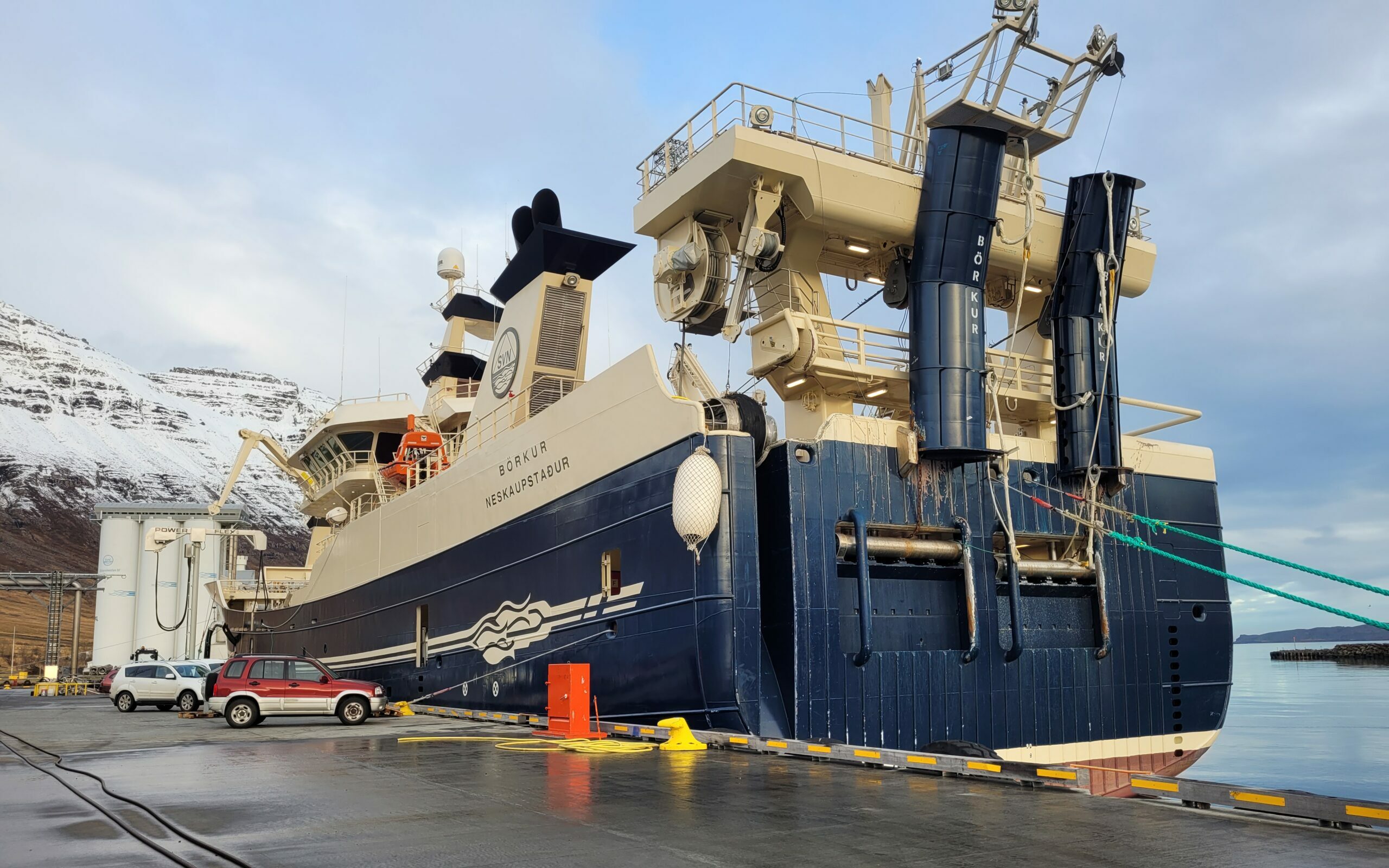 New Vónin Twister trawl doors installed on Icelandic trawler Börkur.