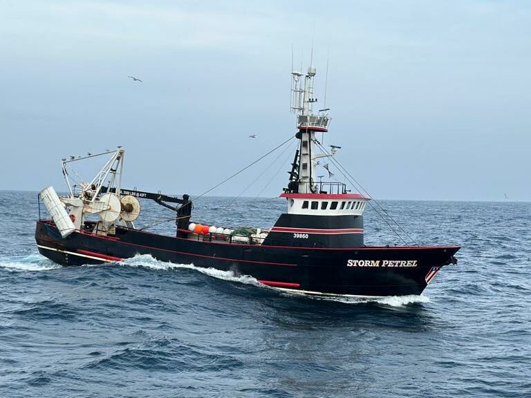 Seattle trawler Storm Petrel with a pair of Tornado pelagic trawl doors.